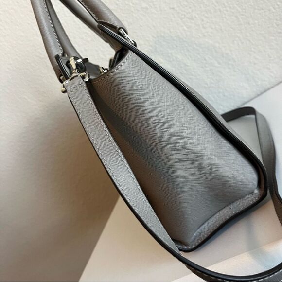 MICHAEL KORS Light Grey Selma Raven Bedford Fulton Satchel Tote Crossbody - Picture 5 of 11